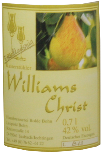 Bohn Birnenschnaps Williams Christ Fruchtauszug 42%vol, 0,7l