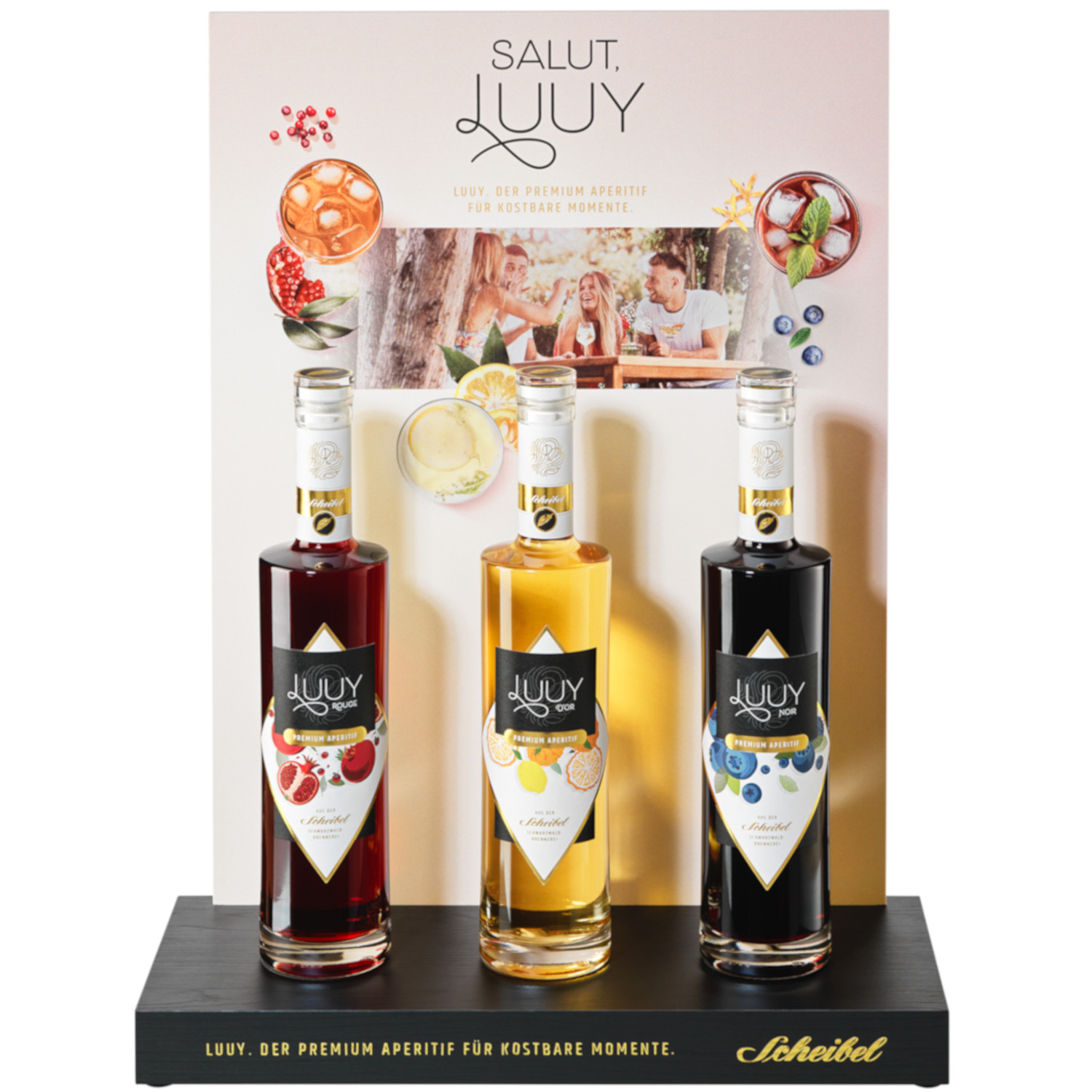 Scheibel Luuy Depot inkl. 3x Luuy: Noir, d´Or, Rouge 22-28%vol. 1,5l