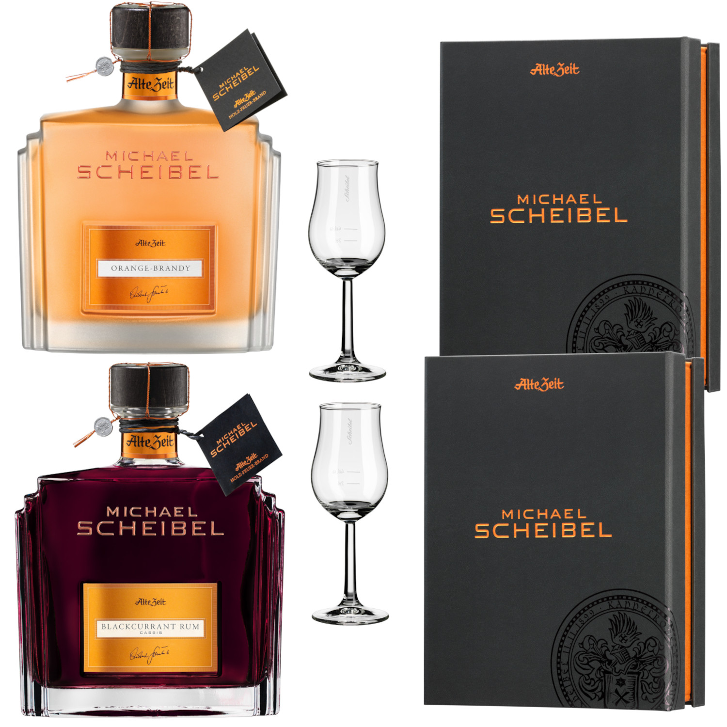 Scheibel BlackCurrant Rum + Orange Brandy 2x 0,7l 35% Vol. 2 Aroma-Gläser