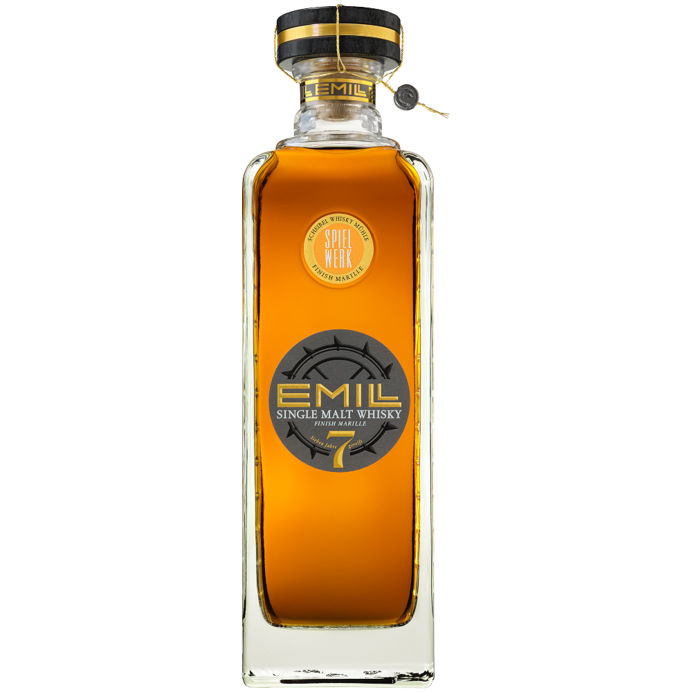 Scheibel Spielwerk Whisky EMILL 7 Jahre, Finish Marille, nummeriert 51,7 % Vol.